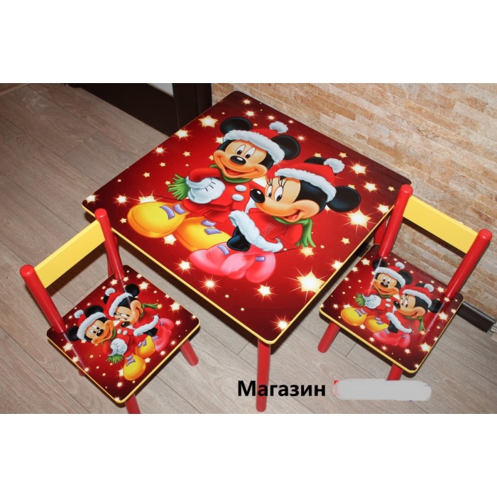 Дитячий столик зі стільчиками DisneyToys "Міккі Маус та друзі" (60*60 см), Україна (red)